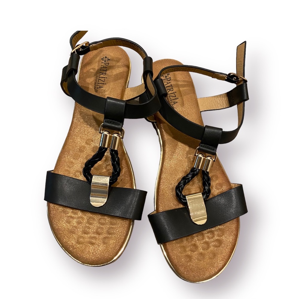 Patrizia by spring step Stanislava gold black strap sandals 10